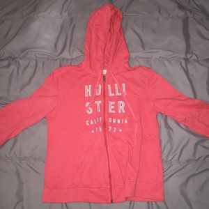 Pink zip up hollister jacket